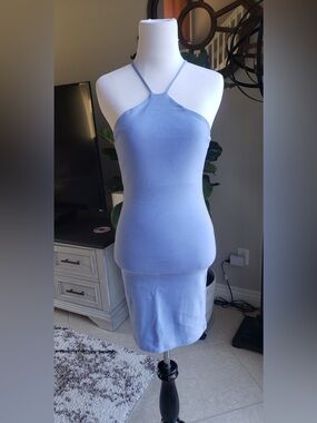 Zara Light Blue Halter Bodycon Dress